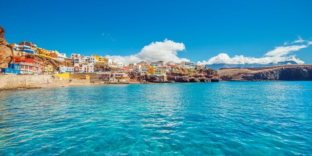 Utsikt over havet på Gran Canaria, vannet har behagelige temperaturer året rundt