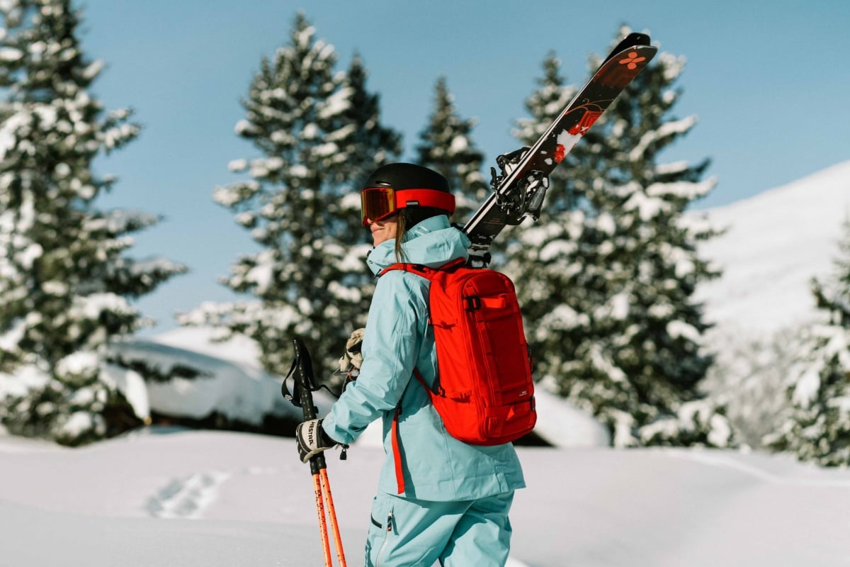 "Down-hill skier on the slopes"