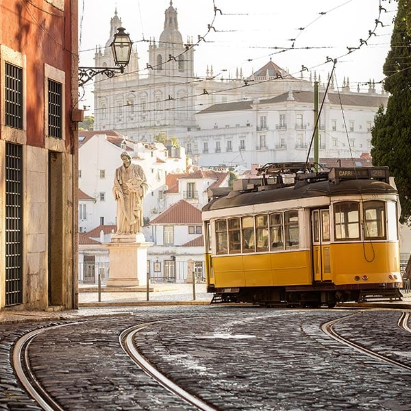 "Tramp in streets of Lisbon"