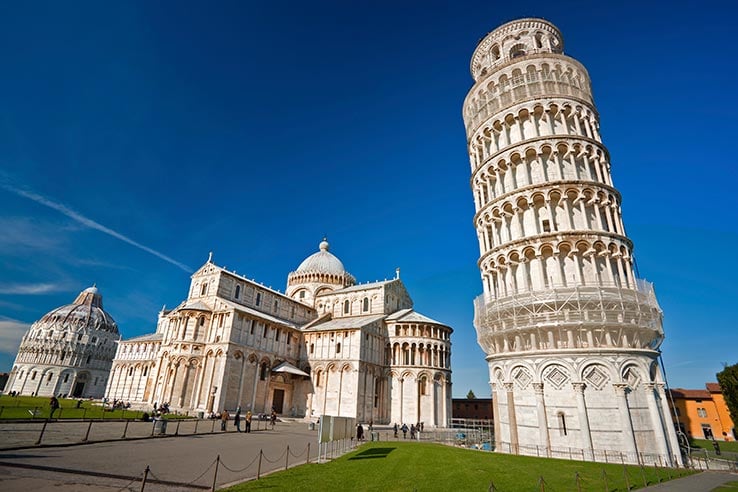 Fly to Pisa, visit Campo dei Miracoli and the Leaning Tower of Pisa.